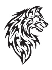 Obraz premium A bold black vector wolf head tattoo mascot, a wild animal symbol