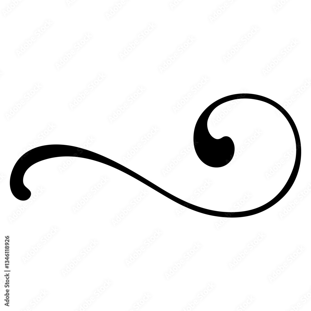 Poster Elegant Curved Swirl Decorative Element Curved calligraphic line stripe
