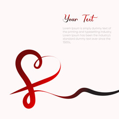 Elegant Red Heart Design, Romantic Valentines Day Card Template