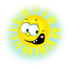 smiling sun with a smile on sky