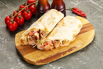 Shawarma with grilled chicken meat