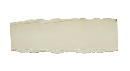 Horizontal narrow paper is isolated and shows rustic torn edges