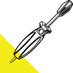 Obraz premium Boning Rod Vector - Dual Ended Screwdriver Icon - Reversible Bit Screwdriver - High-Quality Monochrome Vector Of A Multi-Purpose Screwdriver For Construction