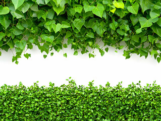 Obraz premium Lush green ivy and hedge border on white. Perfect for design
