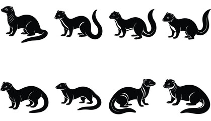 Mongoose Animal Vector Shilhouette Bundle Set 