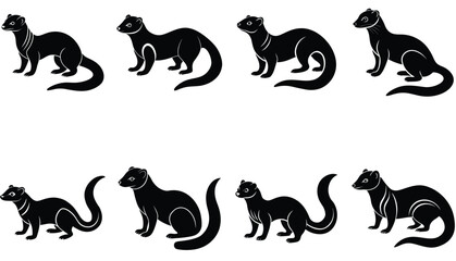 Mongoose Animal Vector Shilhouette Bundle Set 