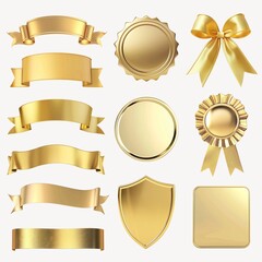 Gold ribbon badge element set