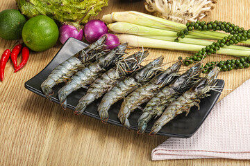 Fresh raw uncooked tiger prawn