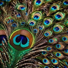 Obraz premium A close-up of a peacock’s vibrant feathers, with intricate details and iridescent colors. by deepseek