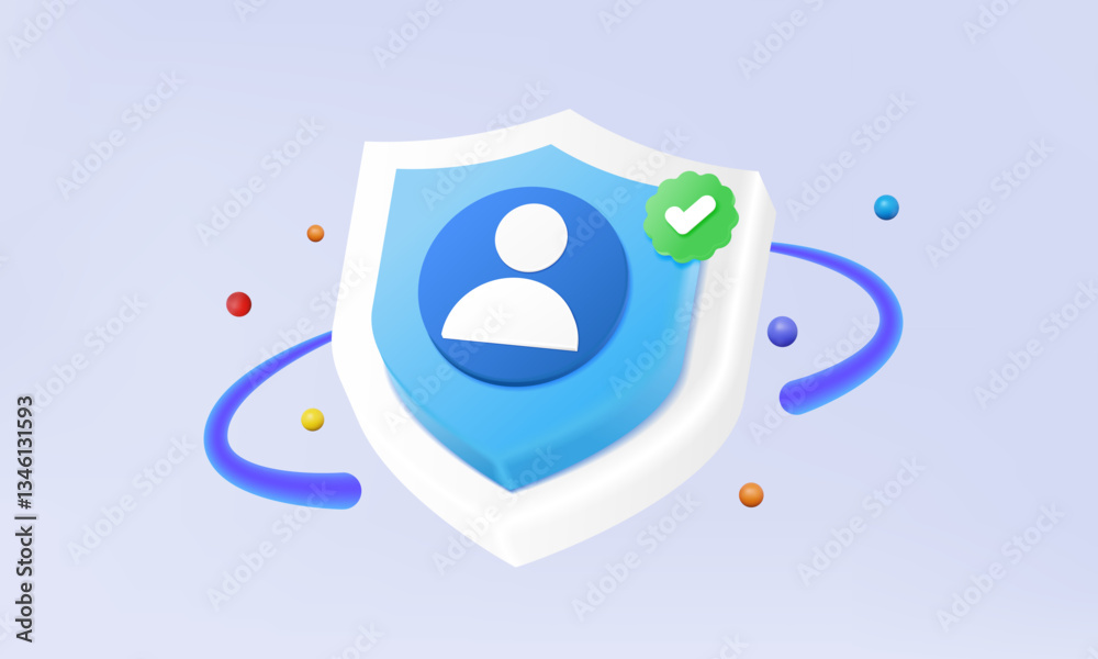 Poster shield security system protection confirm verified checkmark account profile name personal online un