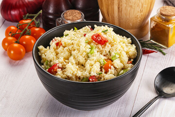 Vegan cuisine couscous with vegetables