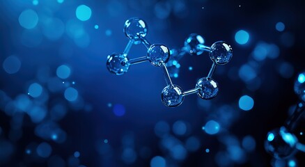 Abstract glass molecular structures and chemical bonds. AI generated image