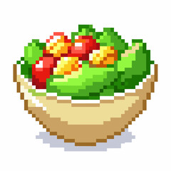 Fototapeta premium Pixel Art Salad Bowl Vibrant Retro Food Illustration for Game Design