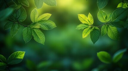 Vibrant Green Leaves Nature Spring Sunlight Fresh
