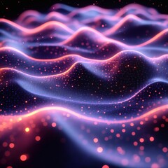 A series of purple and pink waves with a lot of sparkles