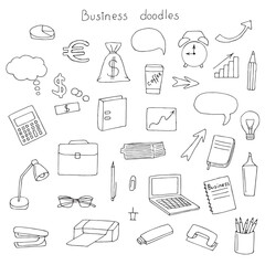 Set of business doodles manual drawing, vector illustration