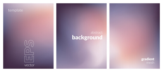 Fototapeta premium Abstract blurred background set. Gradient mesh. Dark color mix. Blurred pale glow orange gray blend. Modern design template for web covers, ad banners, posters, brochures, flyers. Vector EPS