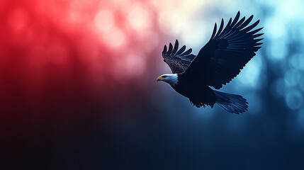 eagle in flight 4th july red blue 
