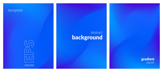 Collection abstract liquid background. Gradient mesh. Effect bright color blend. Blurred fluid colorful mix. Modern design template for web covers, ad banners, posters, brochures, flyers. Vector EPS