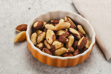 Brazil nut kernel in the bowl