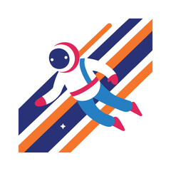 illustration of a man with a flag retro striped vintage