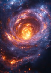 Obraz premium A spiral galaxy with a bright orange center