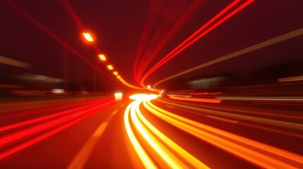 Obraz premium Bright trails of light illuminate the evening highway in a dynamic display of motion and energy