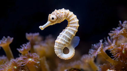 Seahorse In Coral Reef Aquarium