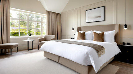 Elegant bedroom with vintage touch and luxurious fabric, featuring cozy atmosphere