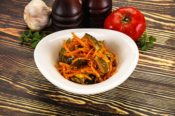 Salad with korean carrot and cucumber