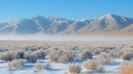 Snowy mountain range winter landscape serene view