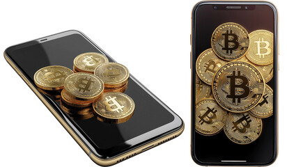 Mobile Cryptocurrency Wallet with Bitcoin Coins