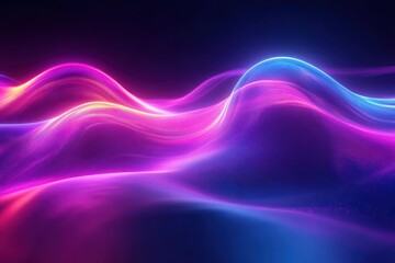 Fototapeta premium Abstract Futuristic Background with Neon Waves and Bokeh Lights for Data Transfer Concept