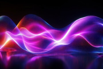 Obraz premium Futuristic Abstract Background with Neon Waves and Glowing Lights in Pink and Blue