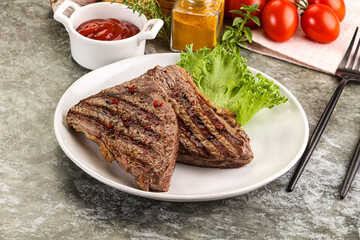Delicus grilled beef steak with sauce