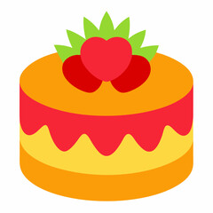 creative cake with strawberries silhouette vector illustration 