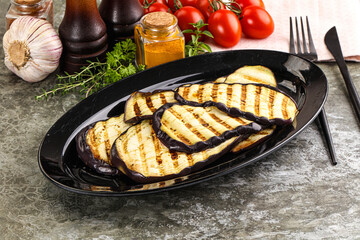 Grilled eggplant slice snack appetizer