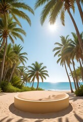 Elegant Fashion Runway on Nature's Backdrop, Stunning Podium for Product Showcase







