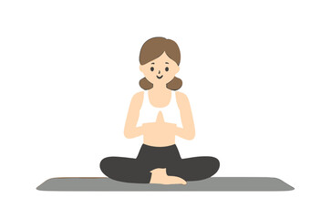 A young woman in yoga position