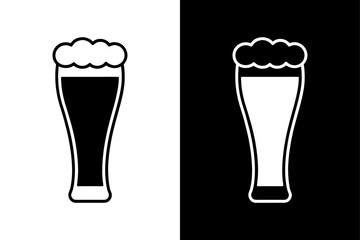Black & White Beer Glass Symbol Perfect for Menus & Logos.
