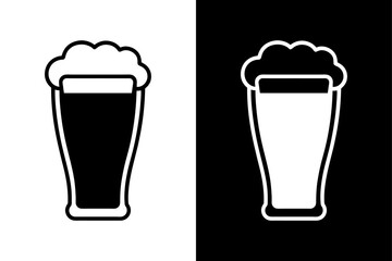 Black & White Beer Glass Symbol Perfect for Menus & Logos.
