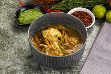 Chinese wonton soup with dumplings