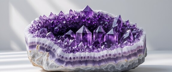 Stunning Amethyst Geode with Deep Purple Crystals and a Frosty White Outer Layer