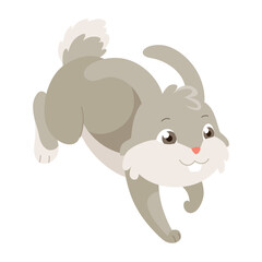 Cartoon rabbit. Bunny pet silhouette. Cute animal isolated icon. Vector rabbit character illustration