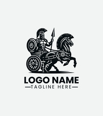 Gladiator in Chariot Logo Design, Chariot Gladiator Logo