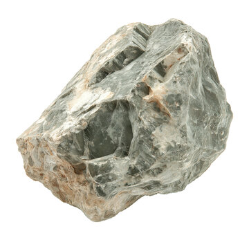 Phyllite rock with silky sheen isolated on transparent white background