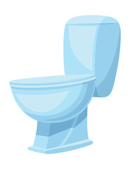 New ceramic toilet bowl. Clean bathroom interior element of decoration. Vector cartoon flat illustration