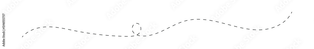 Wall mural long dashed hand drawn squiggle, long squiggle dashed, loopy line vector icon isolated on transparen