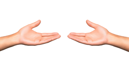 Isolated Illustration of Two Open Hands Palms Gesture Offering Presentation Support on Transparent Background With Clean Horizontal Studio Shot