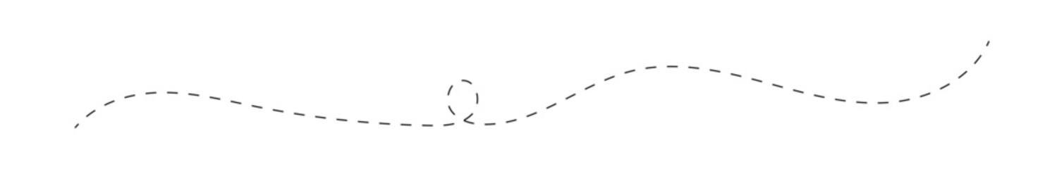 Long dashed hand drawn squiggle, Long squiggle dashed, loopy line vector icon isolated on transparent background. EPS 10